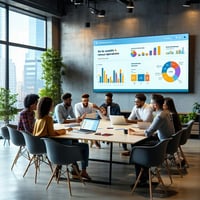 Sales team discussing key salesforce metrics.