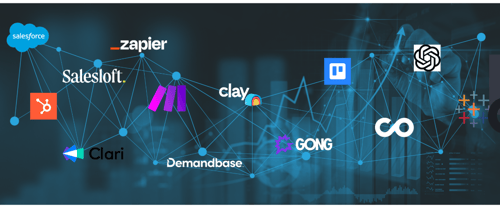 Revenue Operations tech stack integration - HubSpot Salesforce Clay Zapier GONG Apollo Demandbase